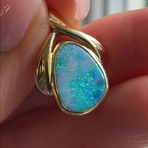 14k Elegant Gold Opal Pendant (doublet or boulder)